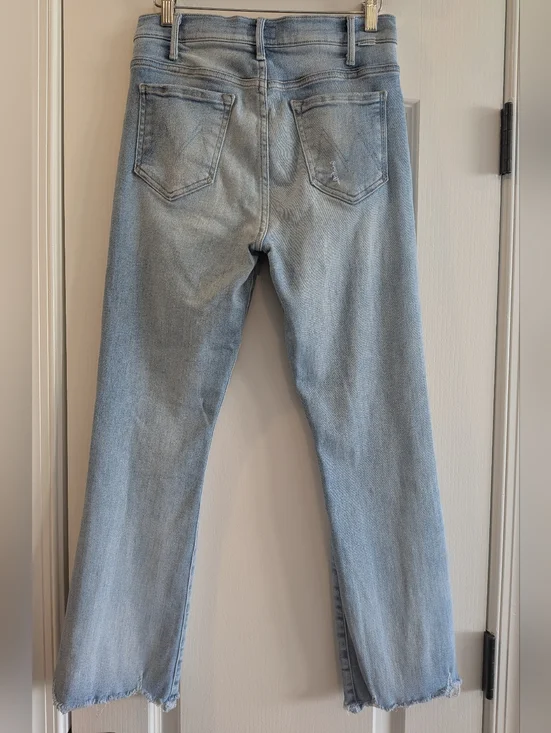 Mother The Hustler Ankle Chew Petal Pucker Jeans Light Wash Blue Denim Size 29 - Picture 9 of 15